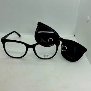 ECO Senna BLK Eyeglasses Frames & Polarized Sun Clip On. RXable. NWT